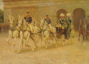 Kaiser Franz Joseph In Der Kutsche Vor Dem Burgtor, Wien by Ludwig Koch