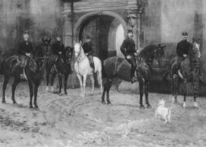 Berittene Soldaten Vor Dem Stadttor