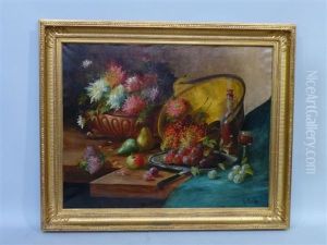 Nature Morte Aux Fruits, Fleurs Et Cuivres