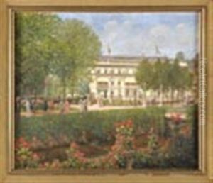 Flaneure Im Park Des Hotels Badischer Hof In Baden-baden by Otto Albert Koch