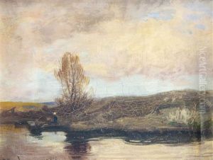 Landschaft Mit Bauern An Einem Gewasser by Roman Kochanowski