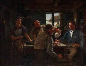 Inn Interior With Sailors by Hans Christian Koefoed