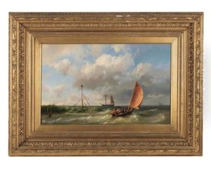 Fishing Vessels Off The Coast by Hermanus Koekkoek the Elder