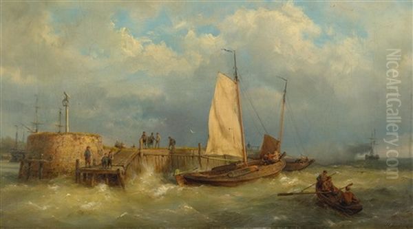 Dutch Coastal View With Ships At Sea - view 1