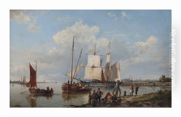 Shipping On A Calm Near An Estuary - view 1