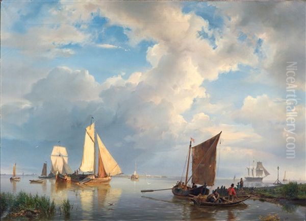 Rivierlandschap Met Vissersboten Op Kalm Water - view 1