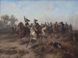 The French Cavalry Charge by Hermanus Koekkoek the Elder