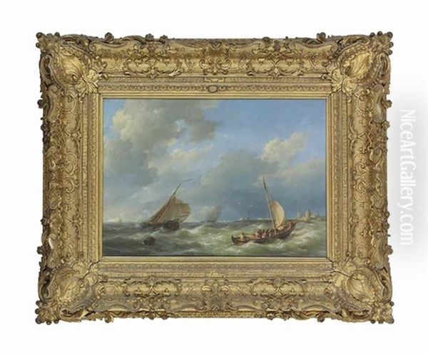 Ships Off The Coast In A Choppy Sea, Muiderslot Beyond - view 1