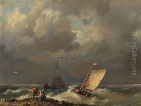 Fishing Boats In Stormy Water - view 1