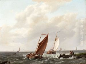 Ships On Choppy Internal Waters by Hermanus Koekkoek the Elder
