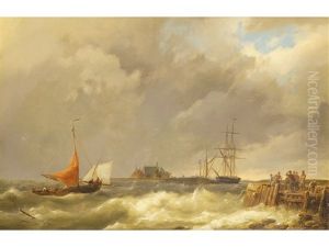 The Harbor, Edam, Zuyderszee by Hermanus Koekkoek the Elder