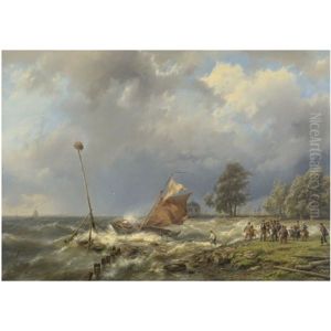 Fighting The Wind by Hermanus Koekkoek the Elder