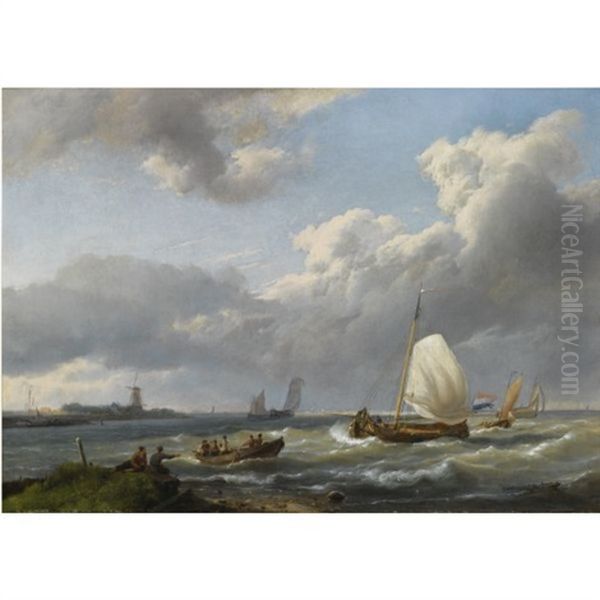 A Coastal Scene With Fishing Vessels - view 1