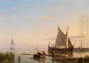 Fischerboote An Der Kuste by Hermanus Koekkoek the Elder