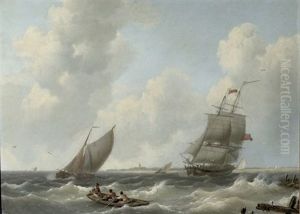 Shipping On Choppy Waters by Hermanus Koekkoek the Elder