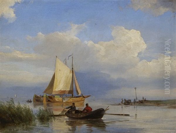 Fishermen On A Calm Sea - view 1