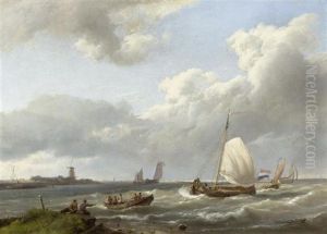 Segelschiffe Vor Der Hollandischen Kuste by Hermanus Koekkoek the Elder