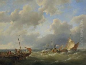 Segelschiffe Vor Sturmischer Meereskuste by Hermanus Koekkoek the Elder