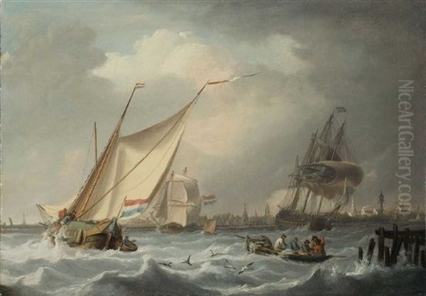 Segelschiffe Vor Sturmischer Kuste - view 1