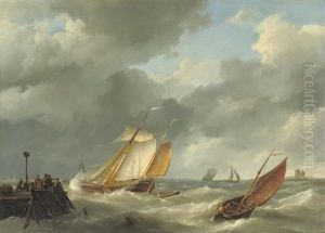 Shipping On A Choppy Sea by Hermanus Koekkoek the Elder