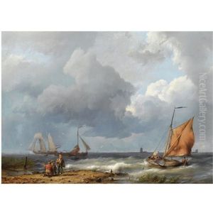 Shipping Off The Coast In Stormy Weather by Hermanus Koekkoek the Elder