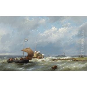 Shipping In Stormy Weather by Hermanus Koekkoek the Elder