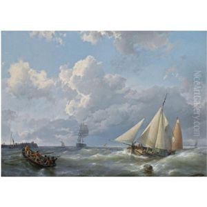 Shipping Off The Coast by Hermanus Koekkoek the Elder