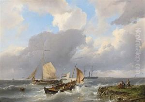 Shipping Off The Coast by Hermanus Koekkoek the Elder
