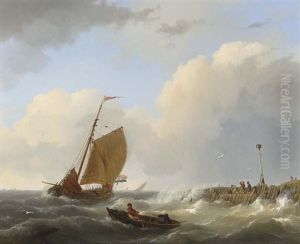 Shipping In Choppy Waters, Zeeland by Hermanus Koekkoek the Elder