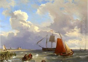Shipping In A Choppy Estuary by Hermanus Koekkoek the Elder