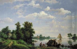 Figures By A Boat On A Lake Figures By A Boat On A Lake