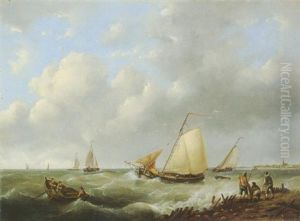 Schiffe Auf Bewegter See In Kustennahe