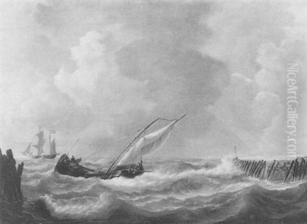Ein Dreimaster Und Ein Fischkutter In Kustennahem Gewasser - view 1