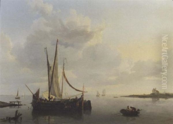 A Calm: The Barge "de Vrouw" Preparing For Departure - view 1