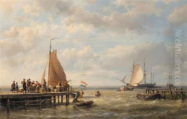 Provisioning A Tall Ship At Anchor - view 1