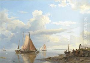 Shipping In A Calm by Hermanus Koekkoek the Elder