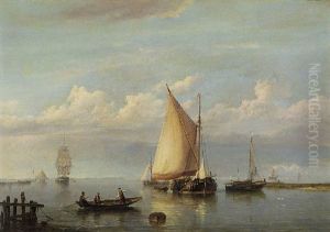 Shipping In An Estuary by Hermanus Koekkoek the Elder