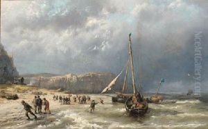 Bringing In The Boats by Hermanus Koekkoek the Elder