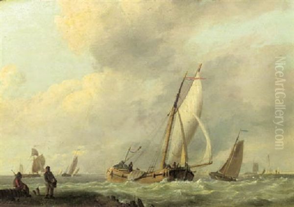 An Estuary With Sailing Vessels In A Breeze - view 1