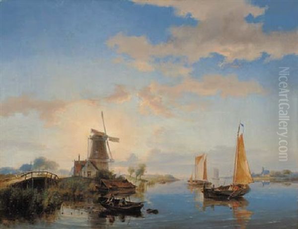 A River Landscape At Sunrise - view 1