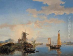 A River Landscape At Sunrise