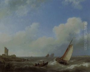 Shipping In A Choppy Estuary by Hermanus Koekkoek the Elder