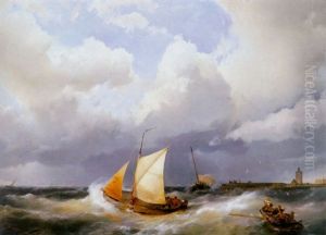 A Stiff Breeze by Hermanus Koekkoek the Elder