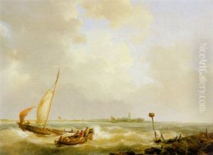 Shipping On The Zuiderzee by Hermanus Koekkoek the Elder