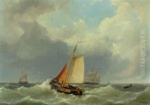 Shipping In Choppy Waters by Hermanus Koekkoek the Elder