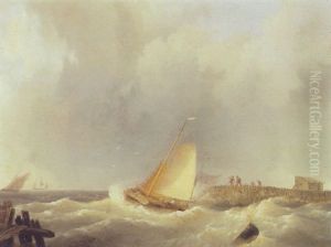 Sailing Vessels At Sea by Hermanus Koekkoek the Elder