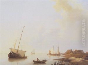 Shipping In An Estuary by Hermanus Koekkoek the Elder