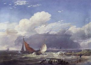Marine Mit Hollandischen Fischerbooten Vor Der Kuste by Hermanus Koekkoek the Elder