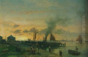 Harbour At Sunset by Hermanus Koekkoek the Elder