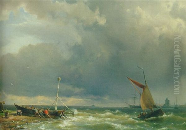 Shipping In A Stiff Breeze Near Enkhuizen - view 1